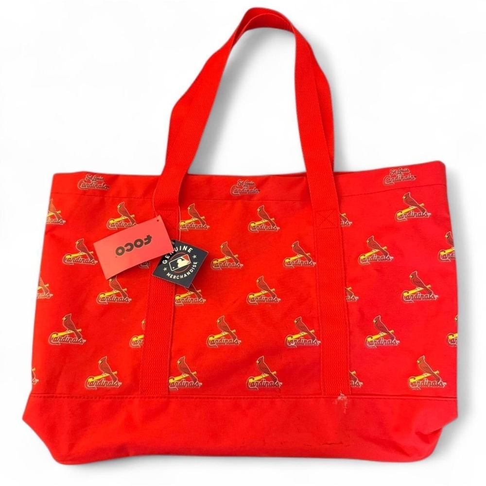 FOCO MLB St. Louis Cardinals Canvas Vinyl Tote Bag Large Zip Top NWT